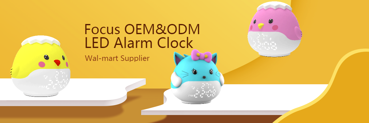 Cute Animal Alarm Clock For Kids Room With Led Display Night Light Touch Control 6 Sounds Effects