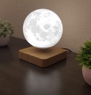 Levitating Moon Lamp 6 Floating Moon Lamp With Wooden Color Base 3d Printed Moonlight Globe Lamp With 3 Color Modes 4