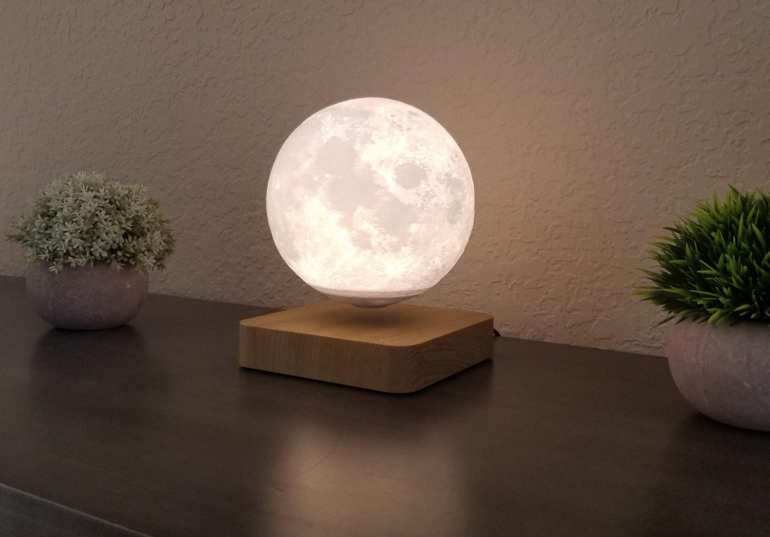Levitating Moon Lamp 6 Floating Moon Lamp With Wooden Color Base 3d Printed Moonlight Globe Lamp With 3 Color Modes 5