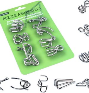 Metal Wire Puzzle Set Of 8 Brain Teaser Iq 7