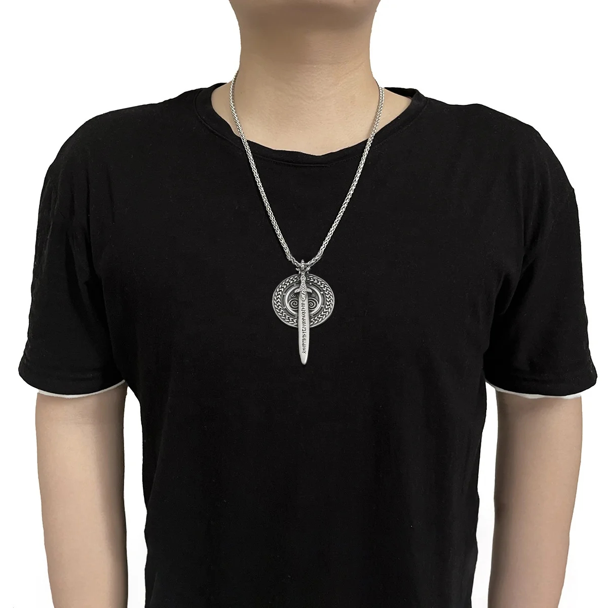 Guardian Warrior Sword Pendant With 24 Chain Stainless Steel Viking Necklace 3