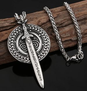Guardian Warrior Sword Pendant With 24 Chain Stainless Steel Viking Necklace 5