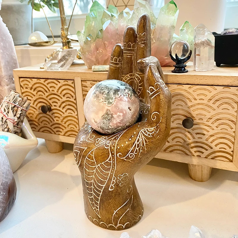 Mudra Hand Sculpture Candle Holder Tea Light Buddha Hand 6