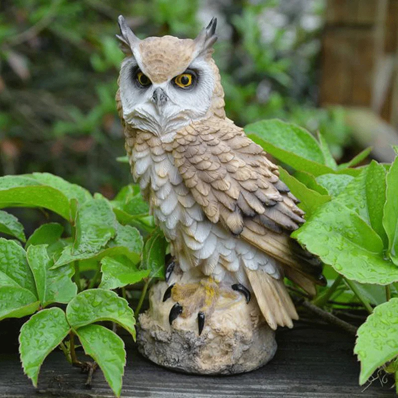 Owl Statue Animal Figurine Outdoor Sculpture