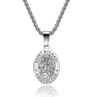 Saint Michael Pendant Protection With 24 Chain Stainless Steel Archangel 3