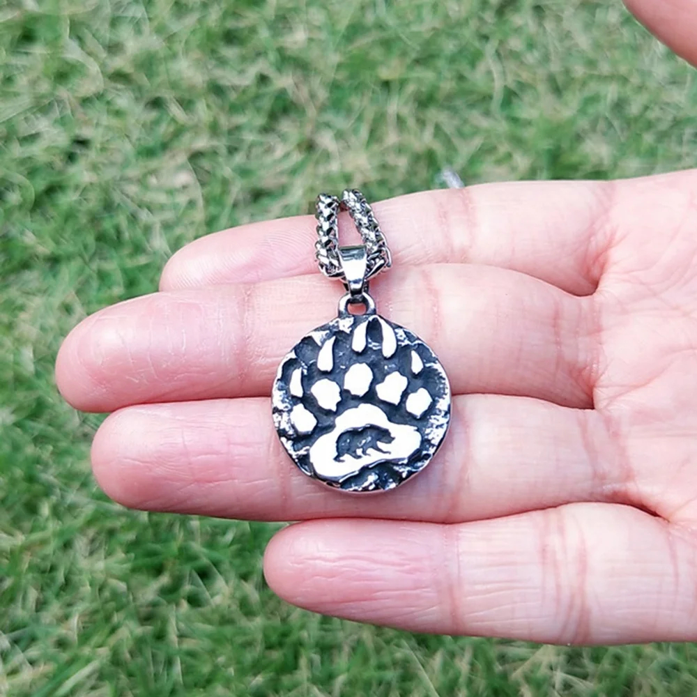 Viking Bear Paw Stainless Steel 24 Chain Pendant Necklace 3