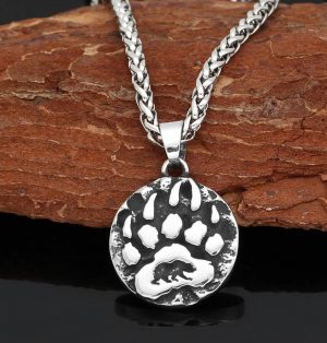 Viking Bear Paw Stainless Steel 24 Chain Pendant Necklace 6