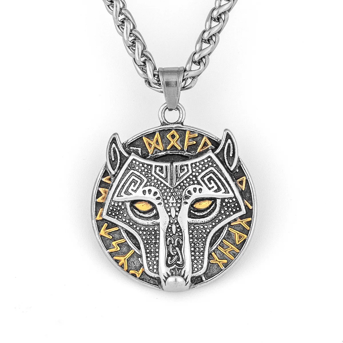 Viking Celtic Wolf Pendant Stainless Steel With 24 Chain Nordic Necklace