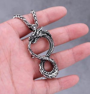 Viking Infinity Dragon Pendant With 24 Chain Stainless Steel Necklace 2
