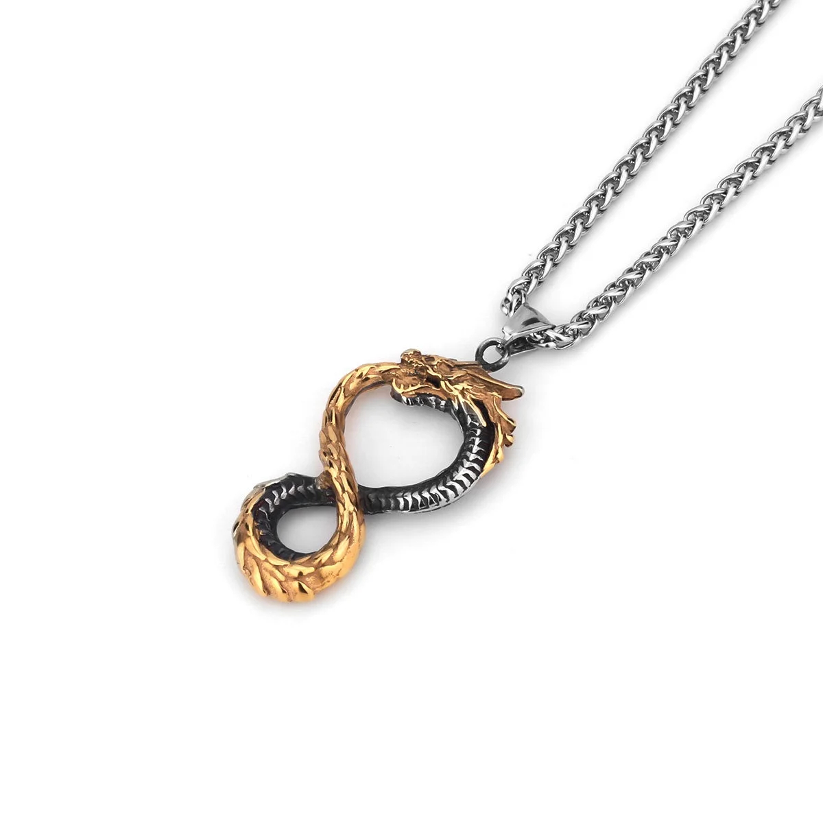 Viking Infinity Dragon Pendant With 24 Chain Stainless Steel Necklace 4