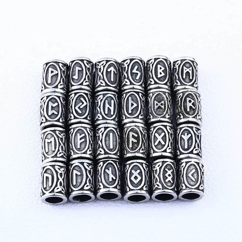 Viking Rune Stainless Steel Beads For Pendant Custom Jewelry Or Hair Bread 28