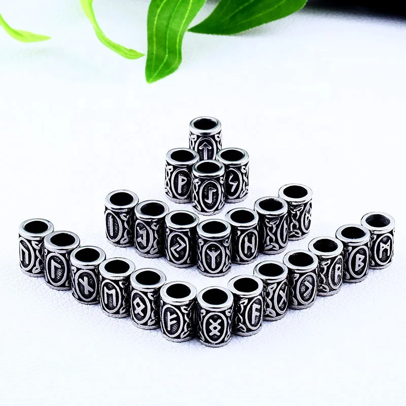 Viking Rune Stainless Steel Beads For Pendant Custom Jewelry Or Hair Bread 29