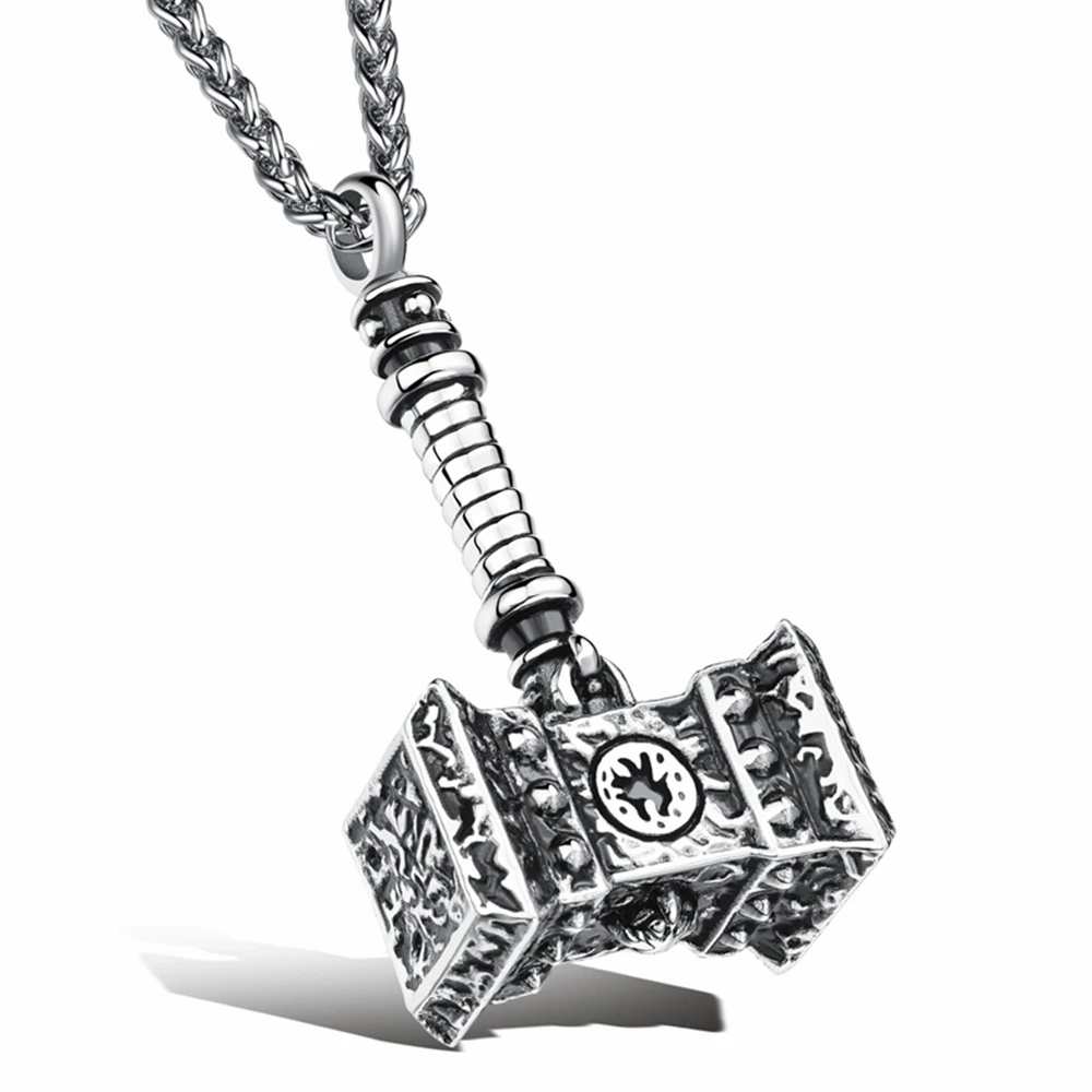 Viking Thor Hammer With 24 Chain Stainless Steel Necklace