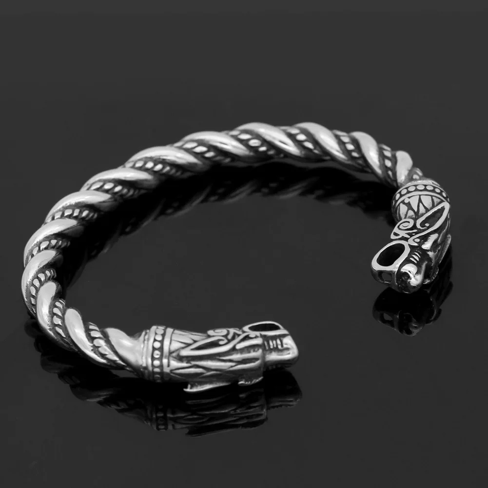 Viking Twisted Dragon Bangle Bracelet Stainless Steel Vintage 2