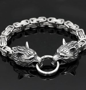Viking Wolf Bracelet Stainless Steel 8 Celtic Link Chain 7