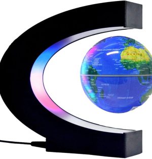 Levitation Blue Globe with LED Lights C Shape Magnetic Floating World Map