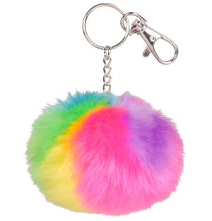 Rainbow Pom Pom Key Chain