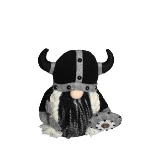 Viking Plush Gnome 10" Black Nordic Horned